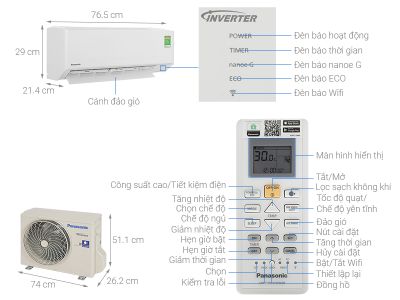 Máy lạnh Panasonic Inverter 1 HP CUCS-PU9AKH-8